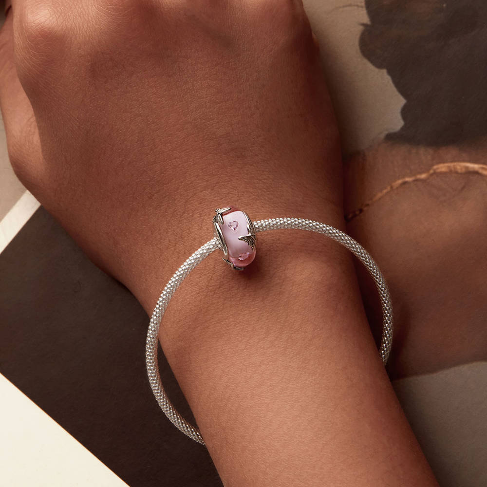 Butterfly Pink Glass Beads Stopper Charm Spacer Charm Silver Christmas Gifts - soufeelmy