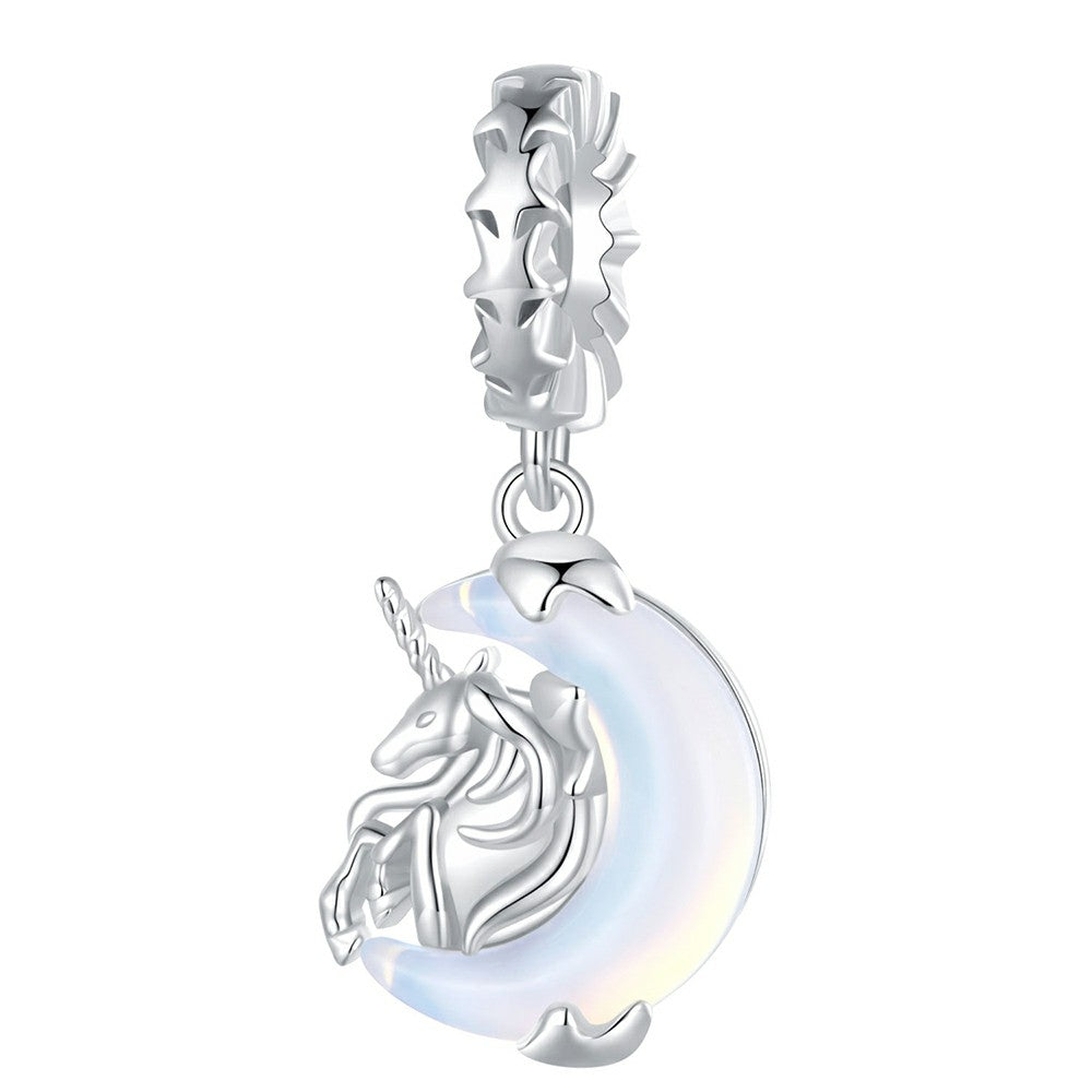 moon unicorn dangle charm 925 sterling silver yb2253
