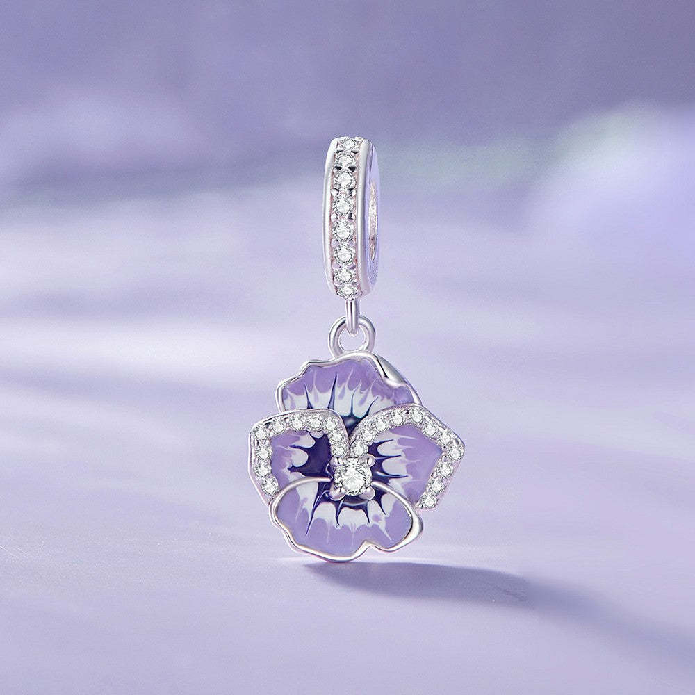 pansy dangle charm 925 sterling silver yb2262