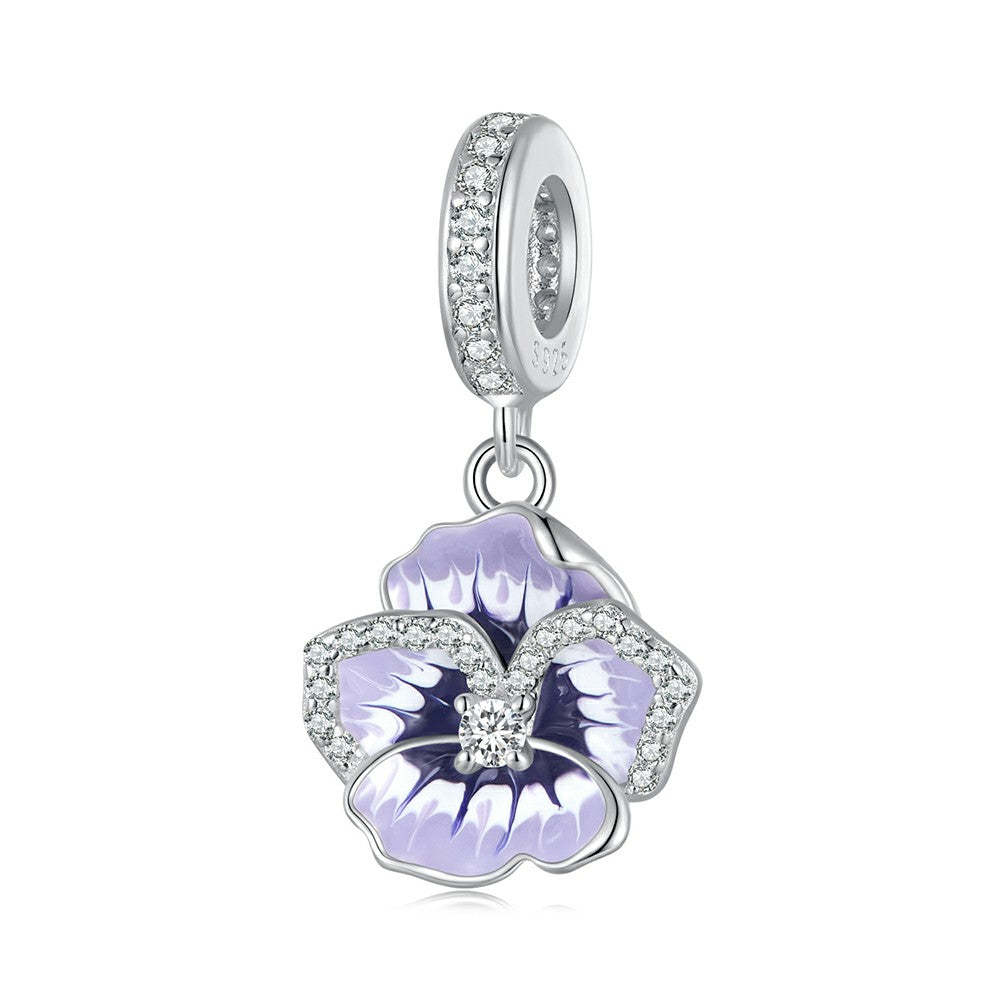 pansy dangle charm 925 sterling silver yb2262