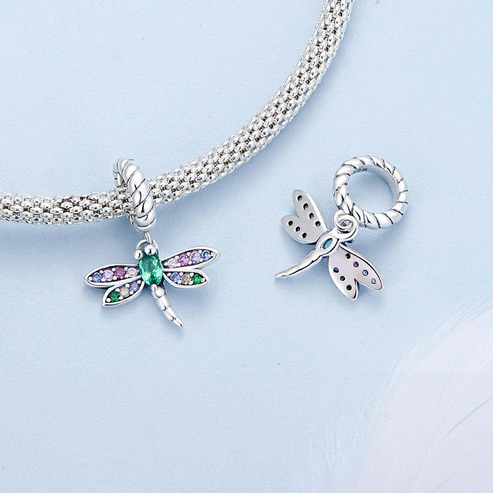 dragonfly dangle charm 925 sterling silver yb2278