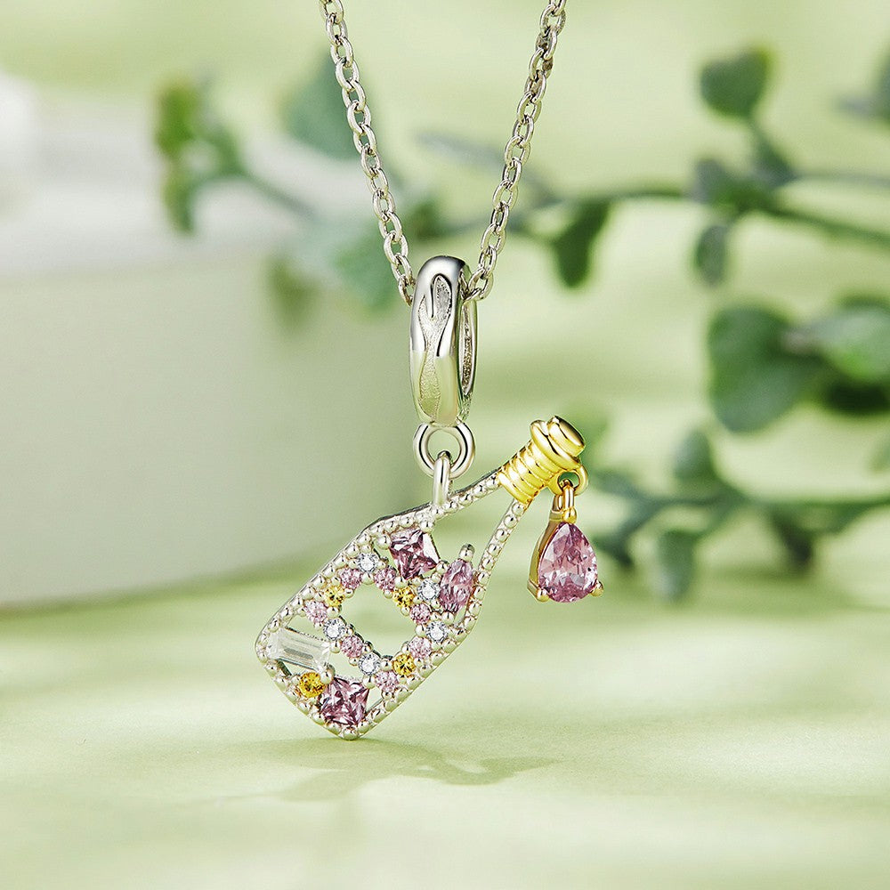 champagne dangle charm 925 sterling silver yb2279