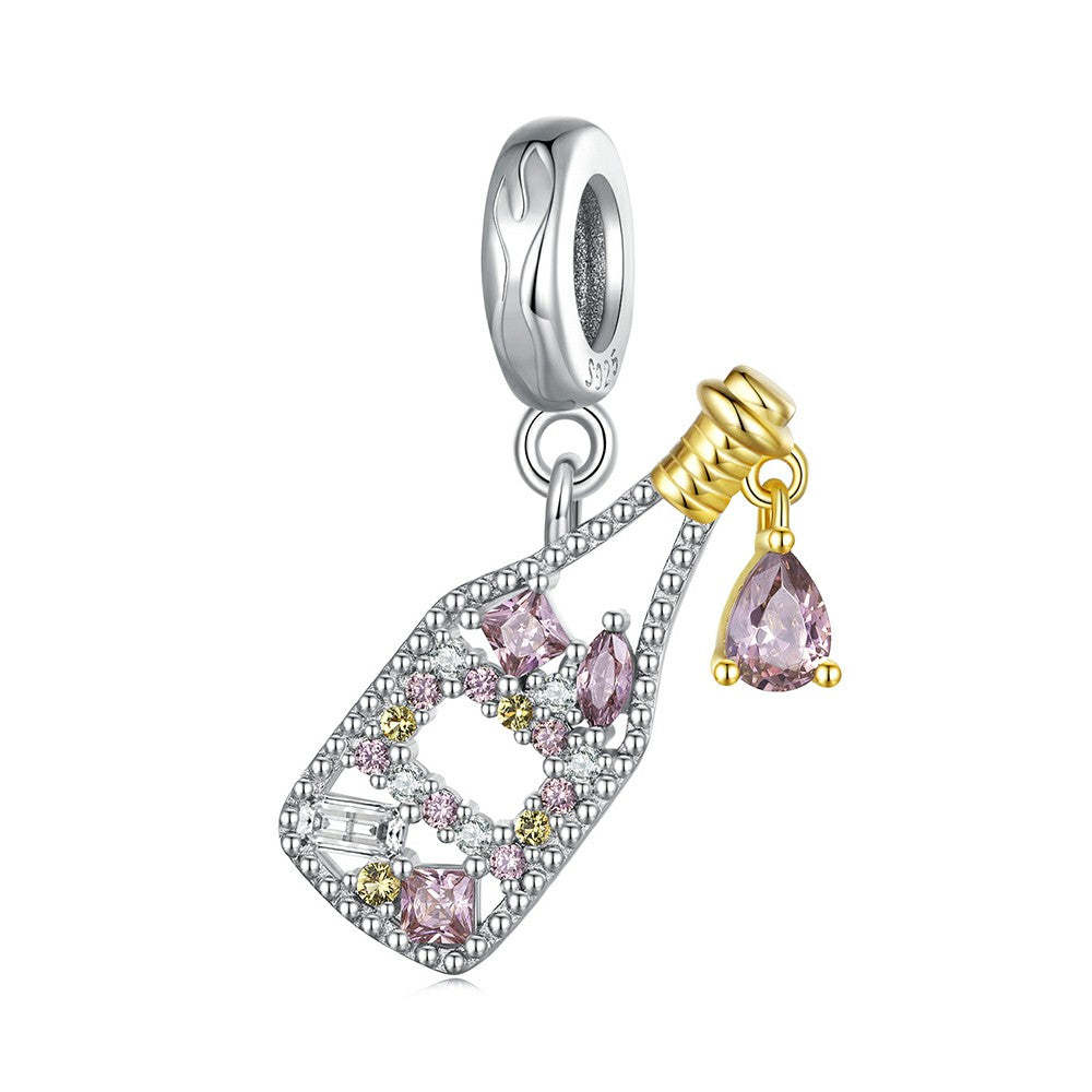 champagne dangle charm 925 sterling silver yb2279