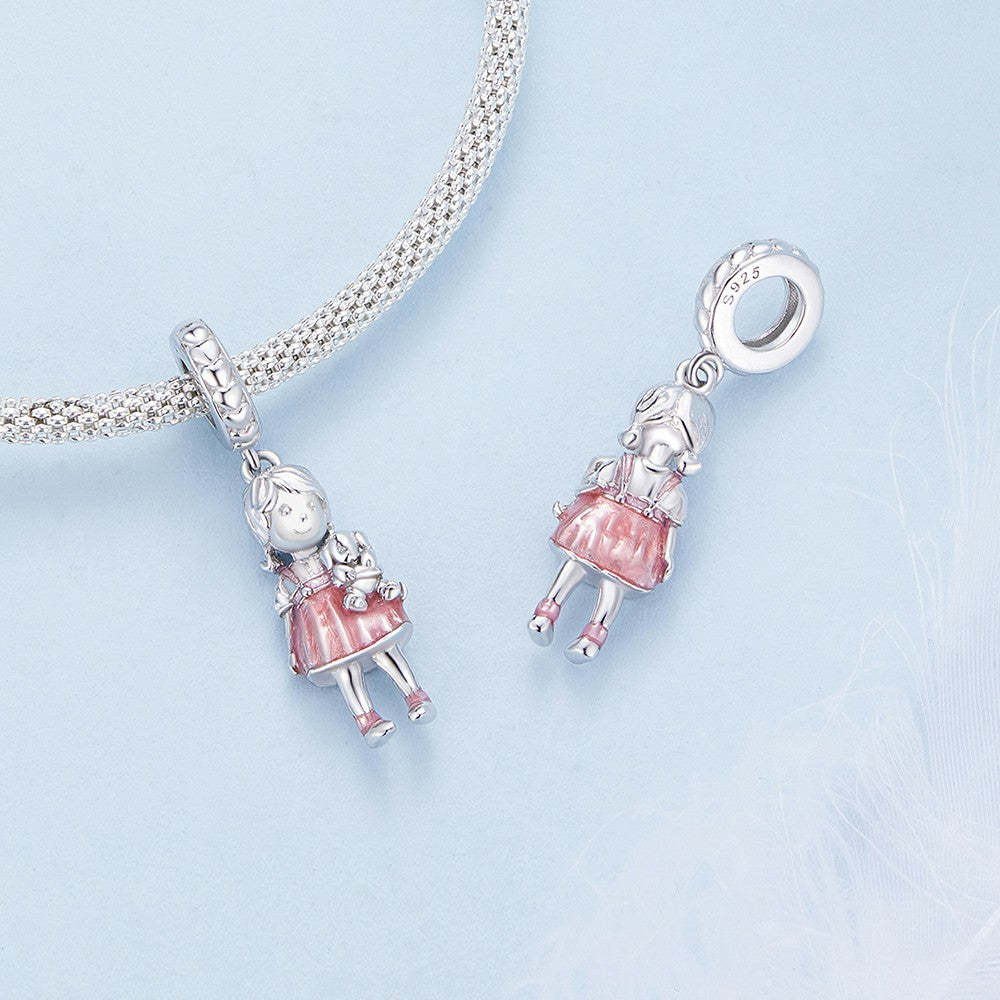 little girl dangle charm 925 sterling silver yb2289