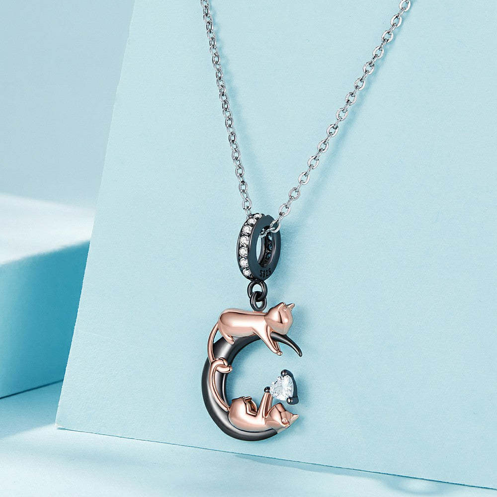 playing with cats dangle charm 925 sterling silver yb2290