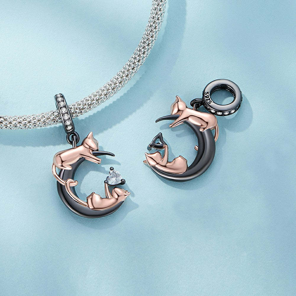 playing with cats dangle charm 925 sterling silver yb2290