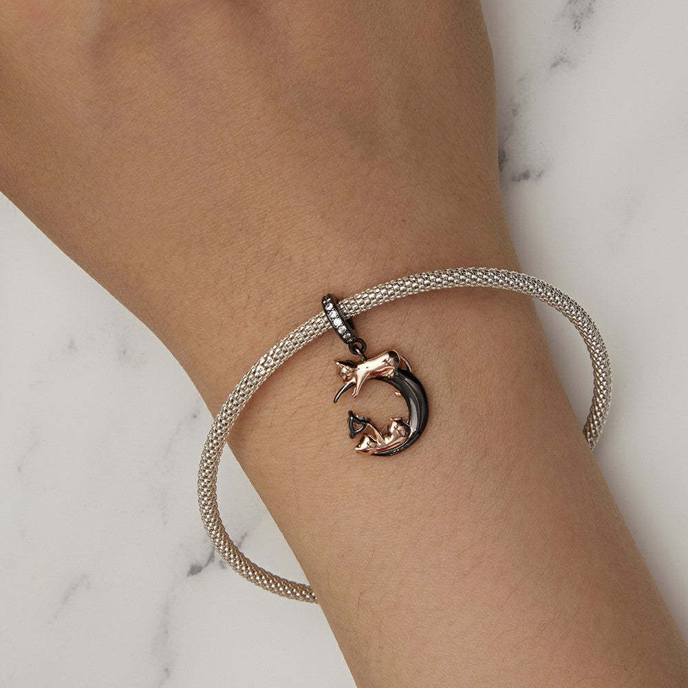 playing with cats dangle charm 925 sterling silver yb2290