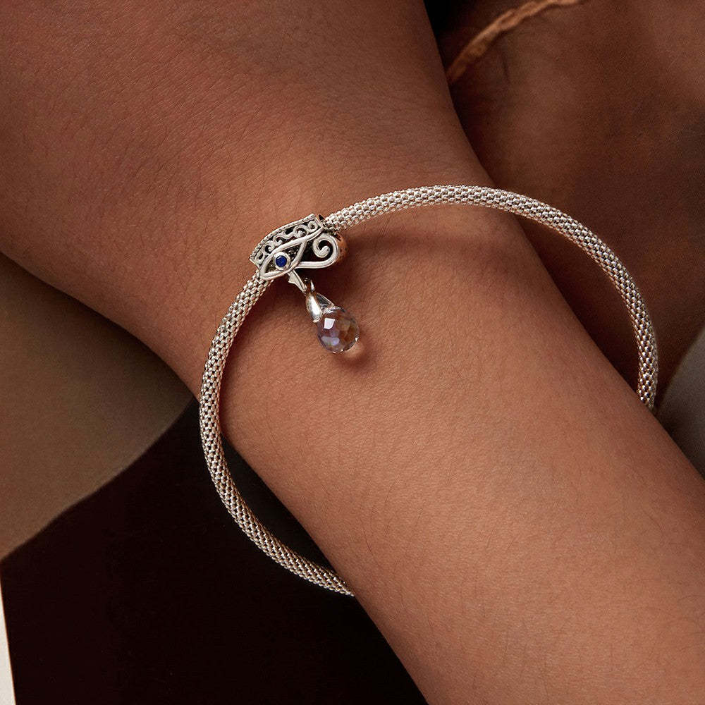 devil eye with water drop dangle charm 925 sterling silver yb2296