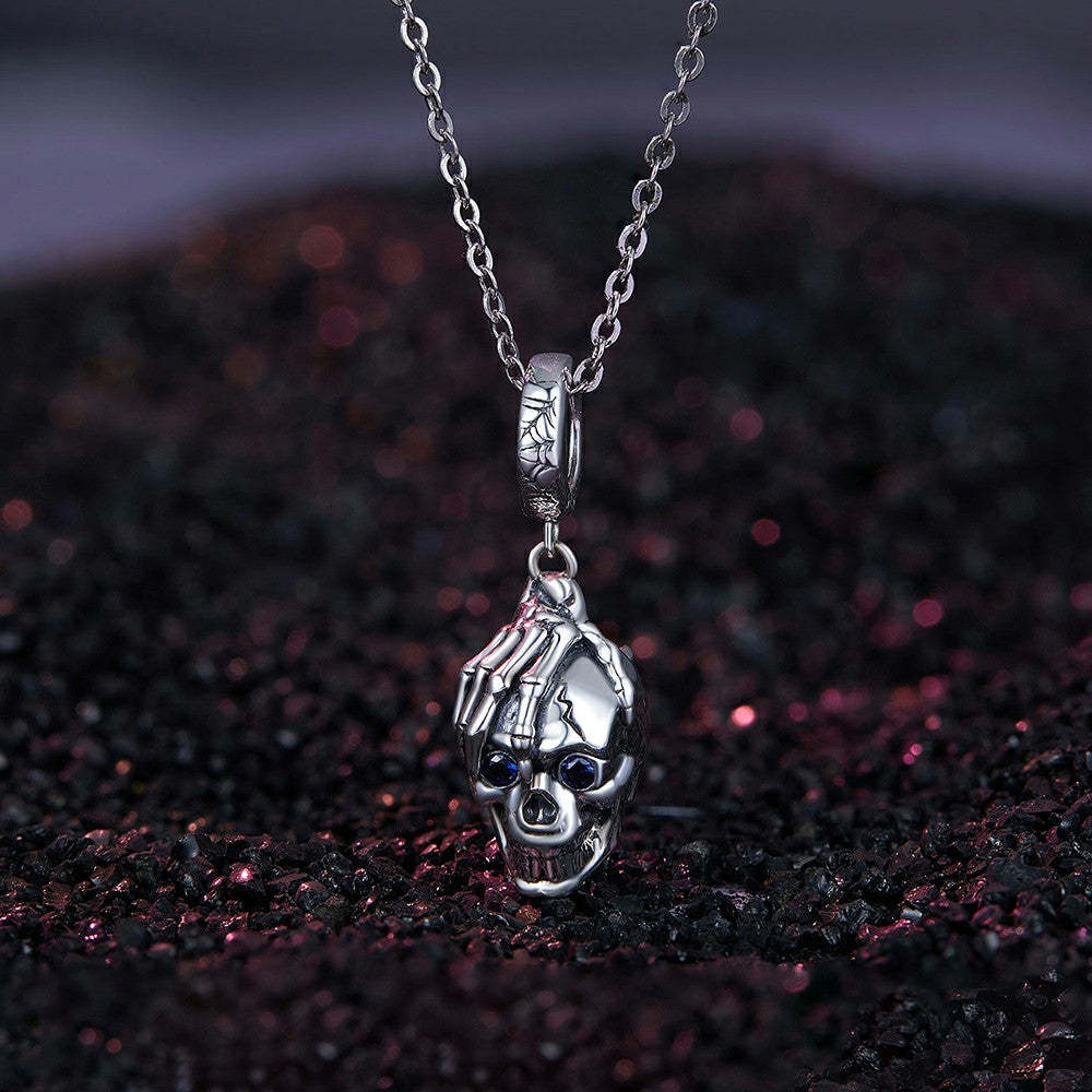 halloween skull dangle charm 925 sterling silver yb2306