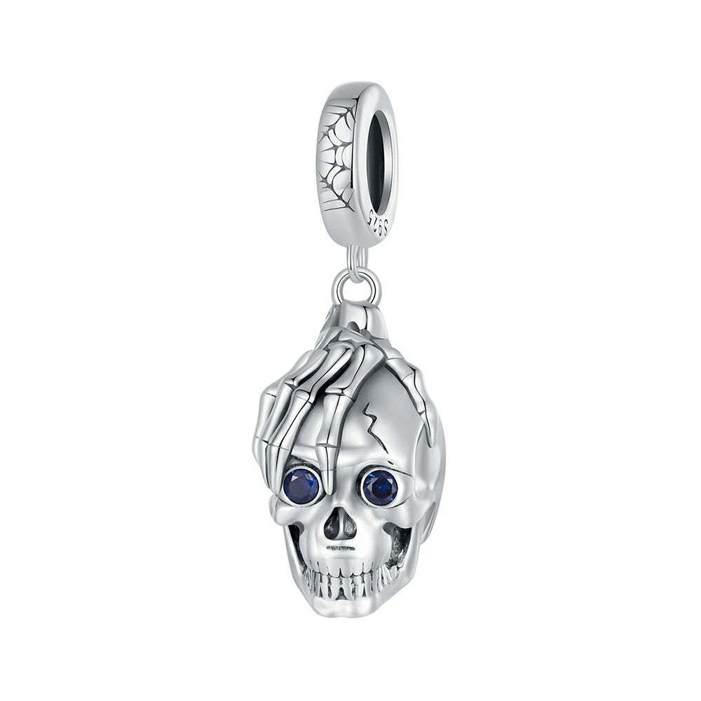 halloween skull dangle charm 925 sterling silver yb2306