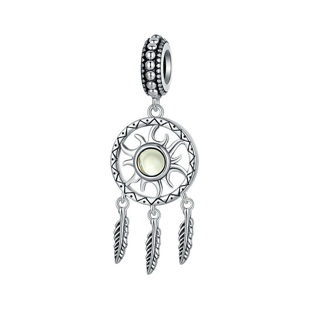 sun dream catcher dangle charm 925 sterling silver yb2315