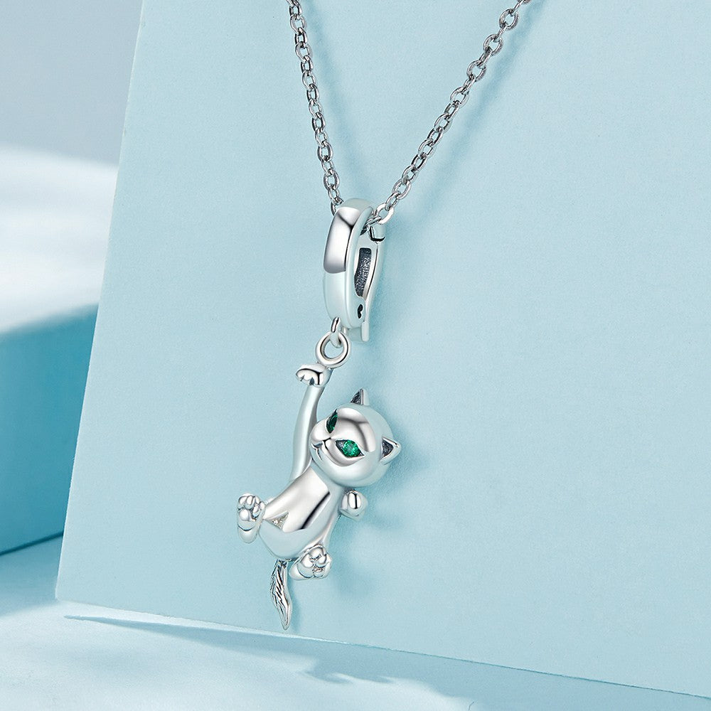 cat opening and closing buckle dangle charm 925 sterling silver yb2324