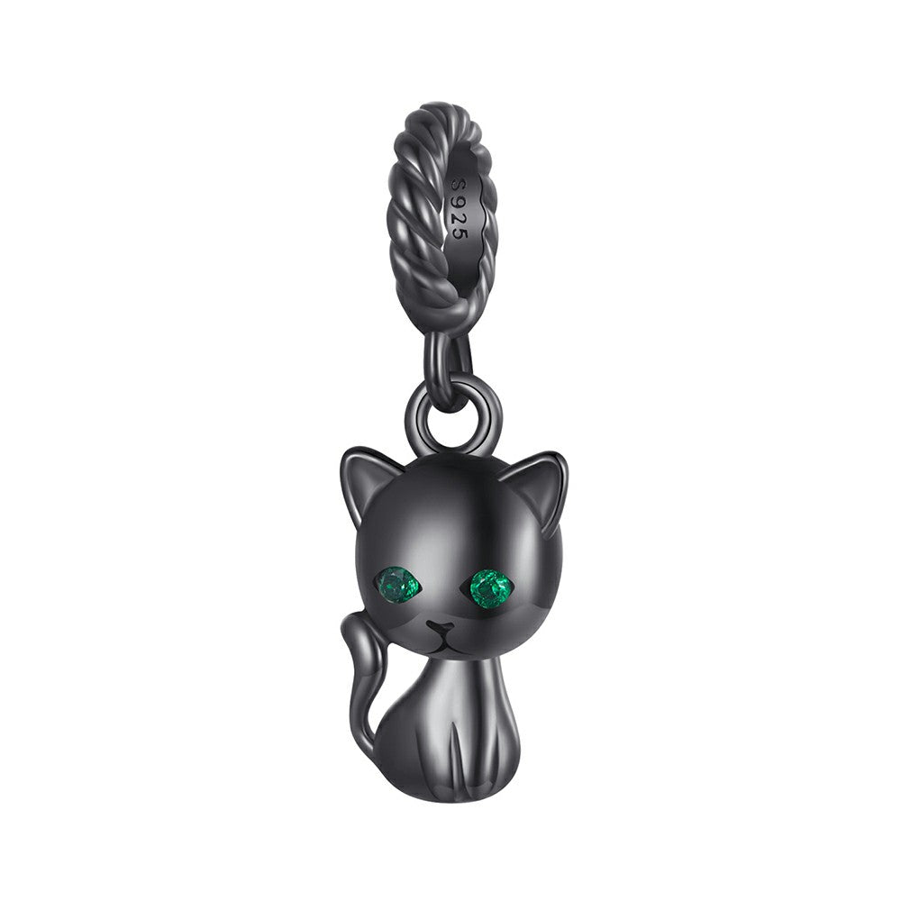 black cat dangle charm 925 sterling silver yb2334