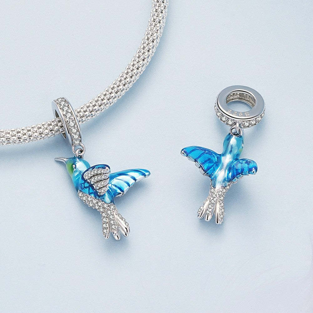delicate kingfisher dangle charm 925 sterling silver yb2338