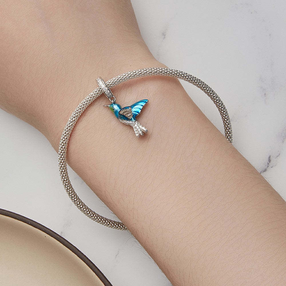 delicate kingfisher dangle charm 925 sterling silver yb2338