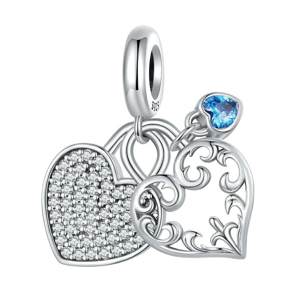 heart lock dangle charm 925 sterling silver yb2348