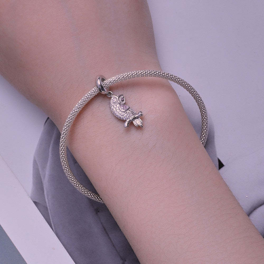 owl dangle charm 925 sterling silver yb2350