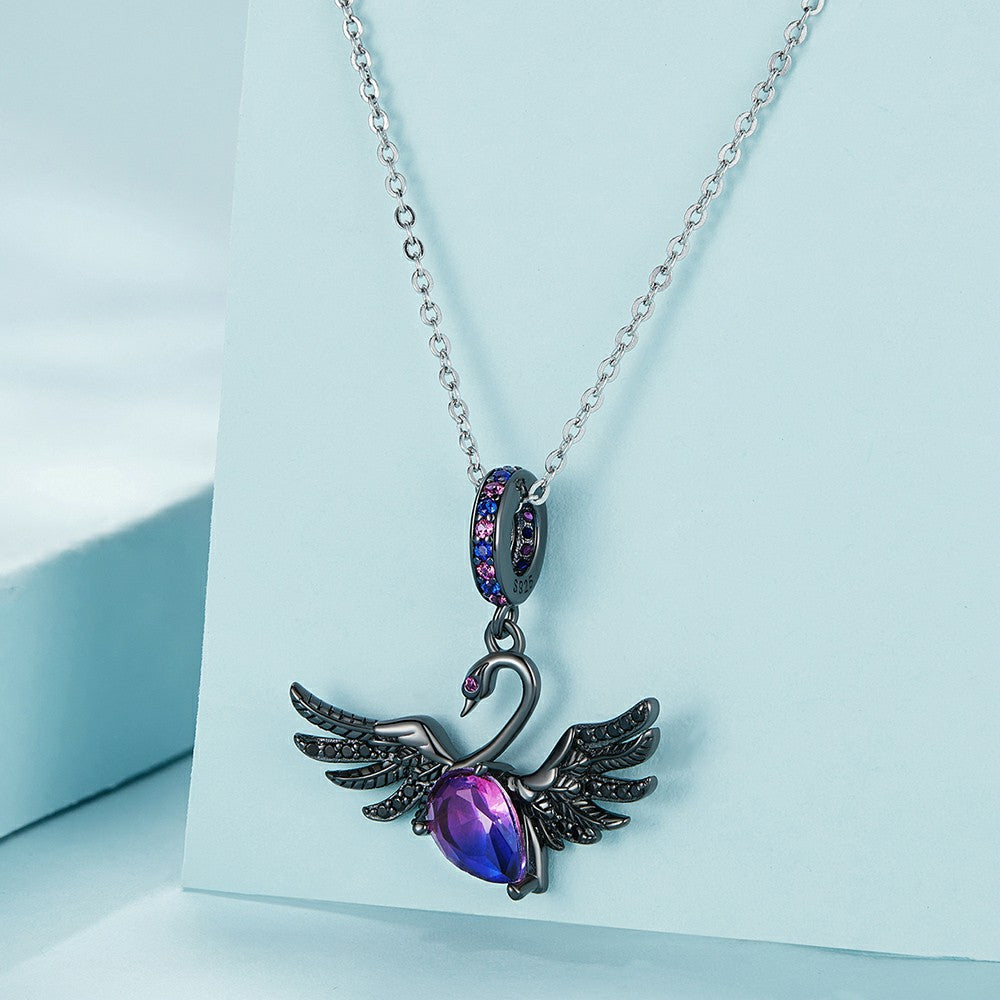 black swan dangle charm 925 sterling silver yb2354