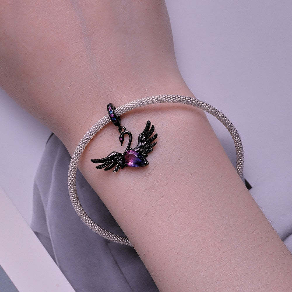 black swan dangle charm 925 sterling silver yb2354