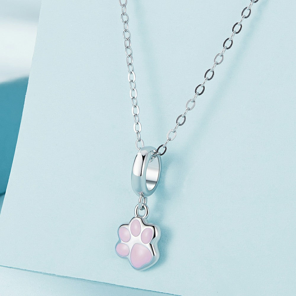 mini white cat paw dangle charm 925 sterling silver yb2357