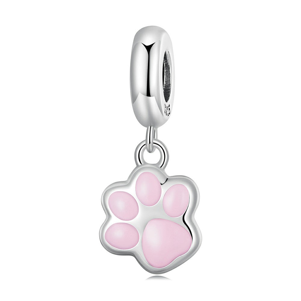 mini white cat paw dangle charm 925 sterling silver yb2357