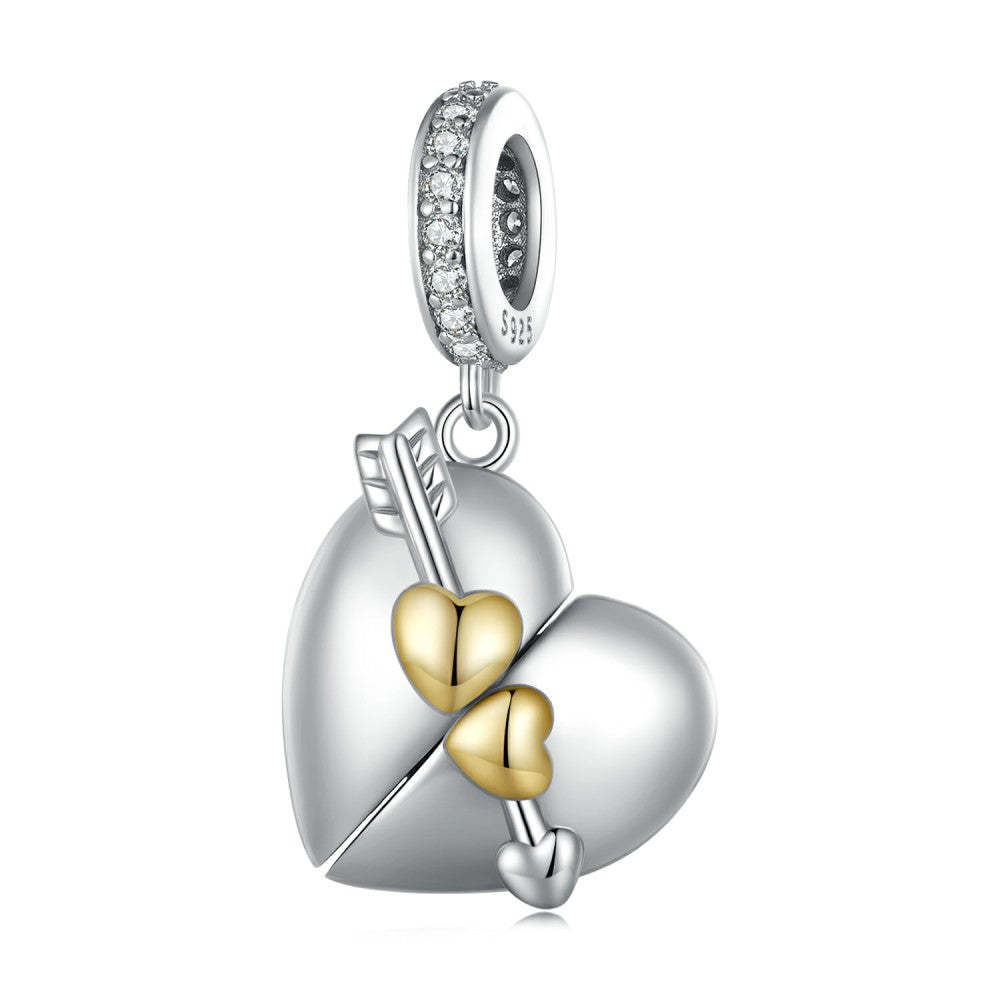 heart shape can be opened and closed dangle charm 925 sterling silver happy valentines day yb2377