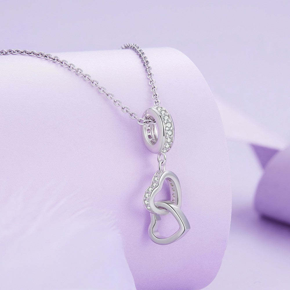 heart to heart love dangle charm 925 sterling silver yb2398
