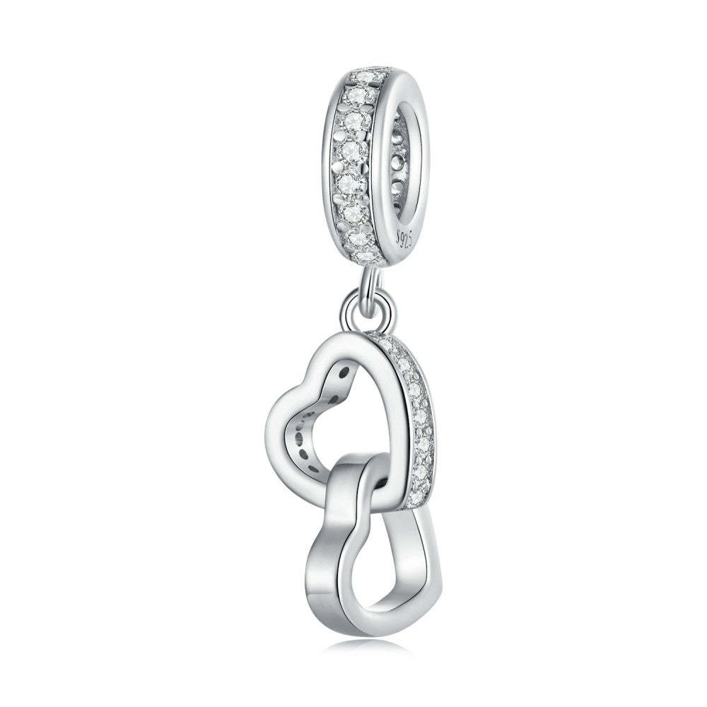 heart to heart love dangle charm 925 sterling silver yb2398