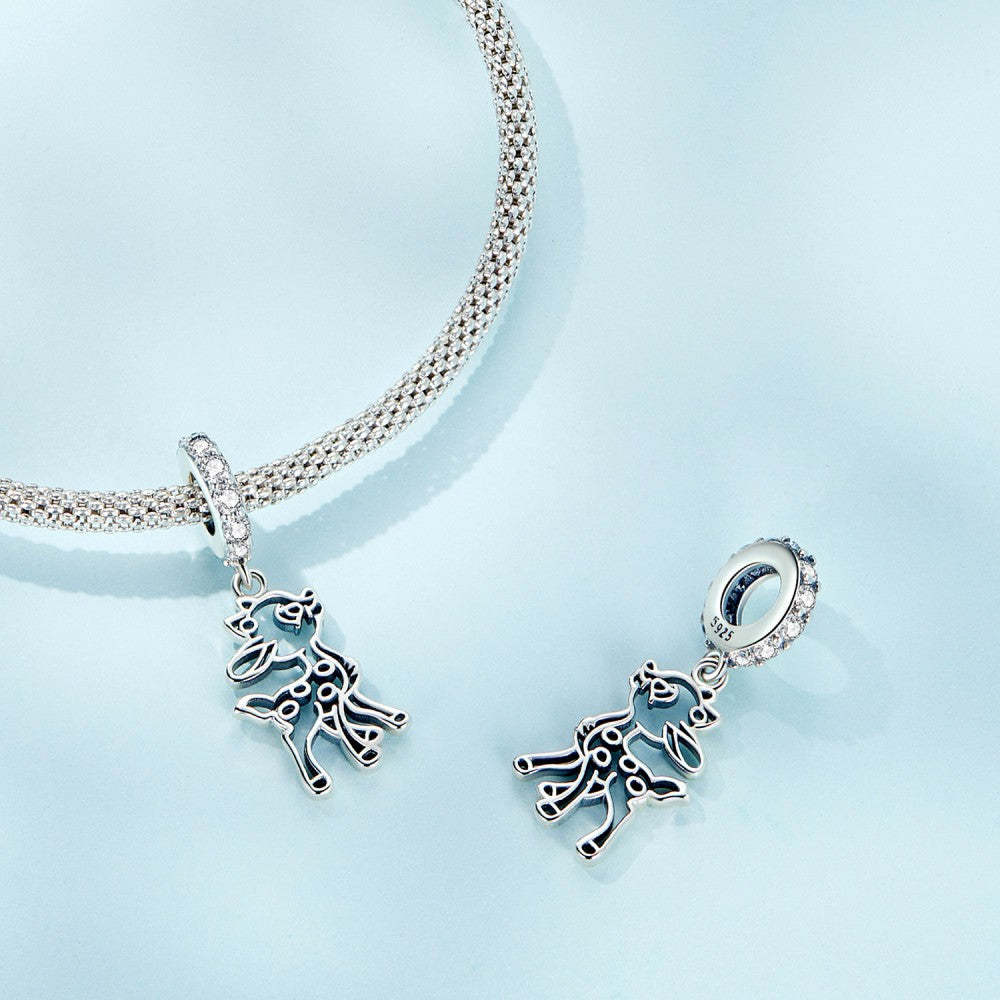 cute deer dangle charm 925 sterling silver yb2413