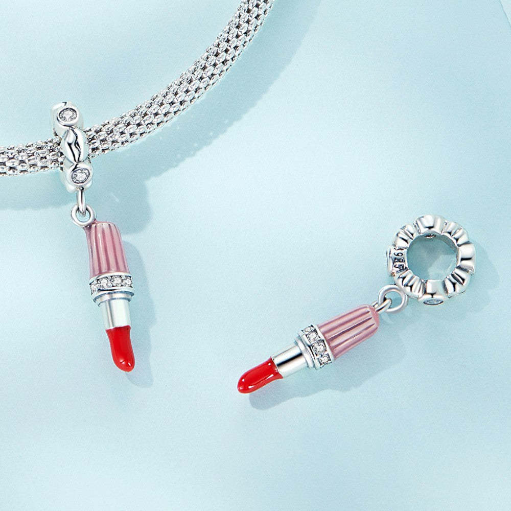 red lipstick dangle charm 925 sterling silver yb2440