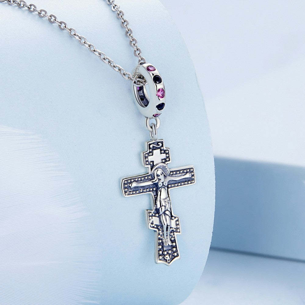 jesus cross dangle charm 925 sterling silver yb2462