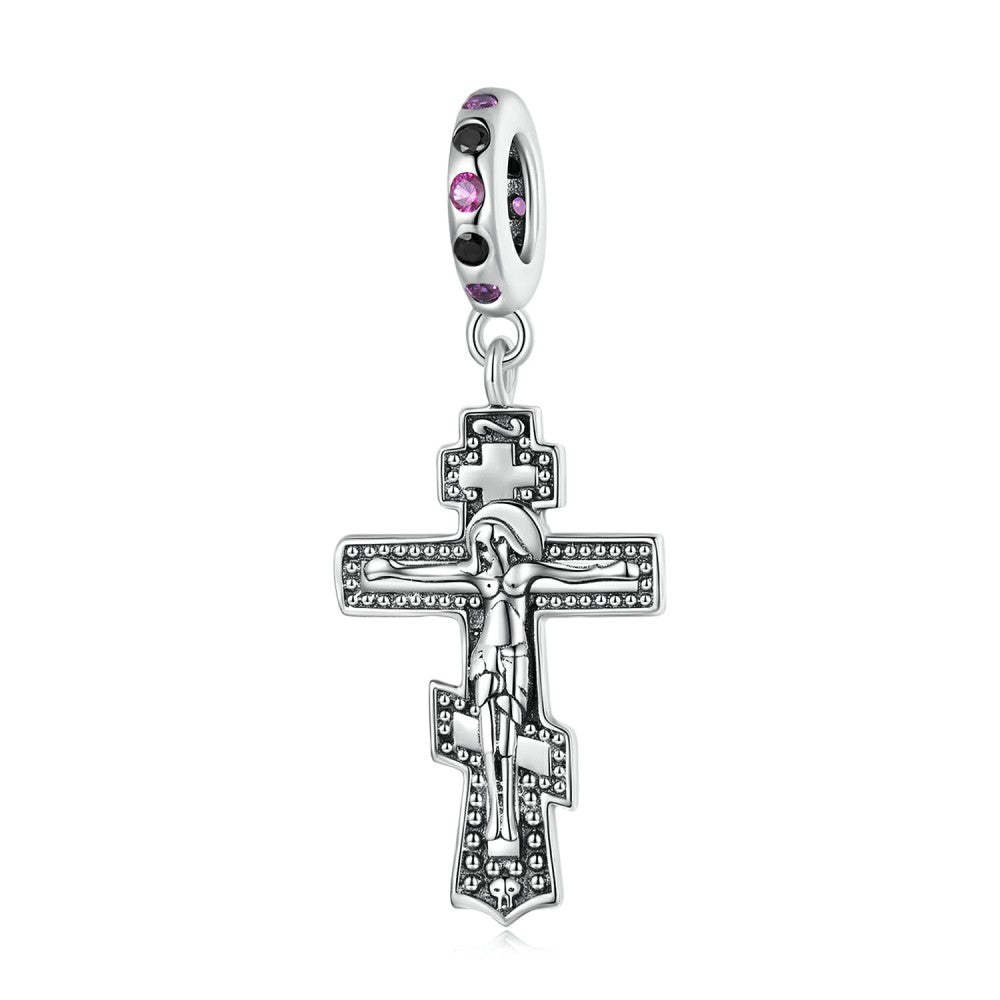 jesus cross dangle charm 925 sterling silver yb2462