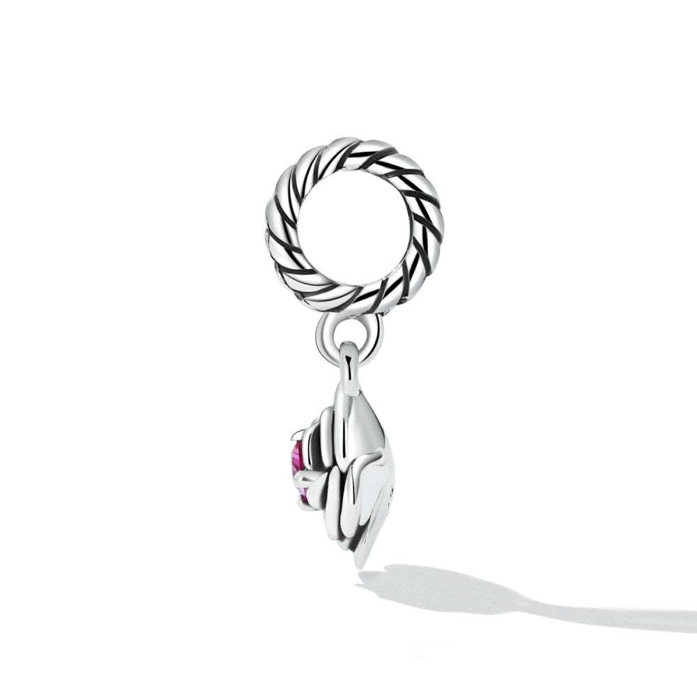 rose with pink red zircon dangle charm 925 sterling silver yb2489