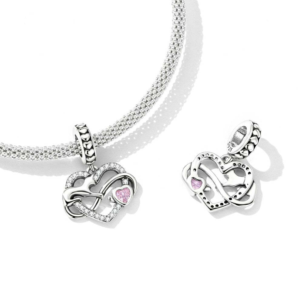 kitten heart dangle charm 925 sterling silver yb2500