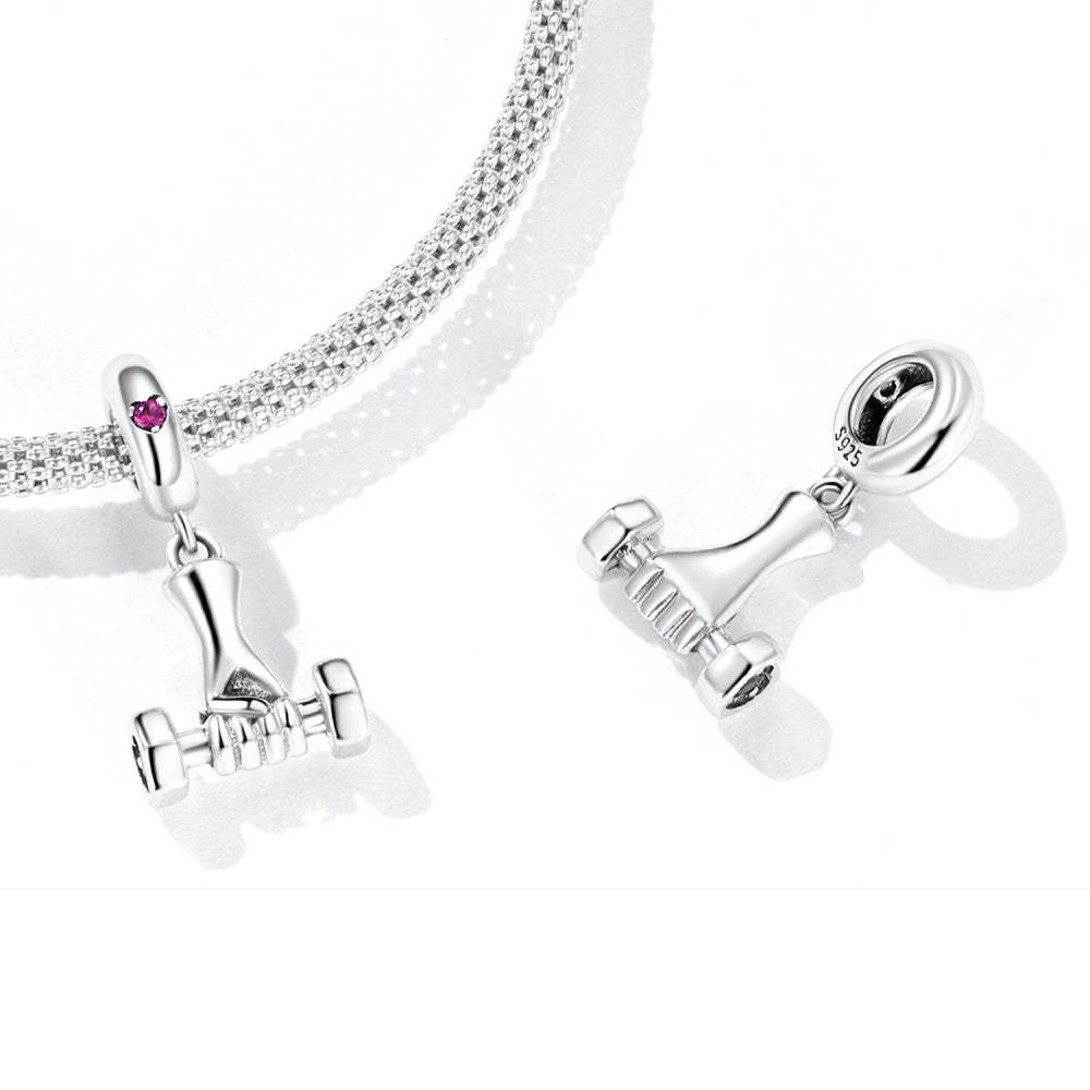 fitness dumbbells dangle charm 925 sterling silver yb2503