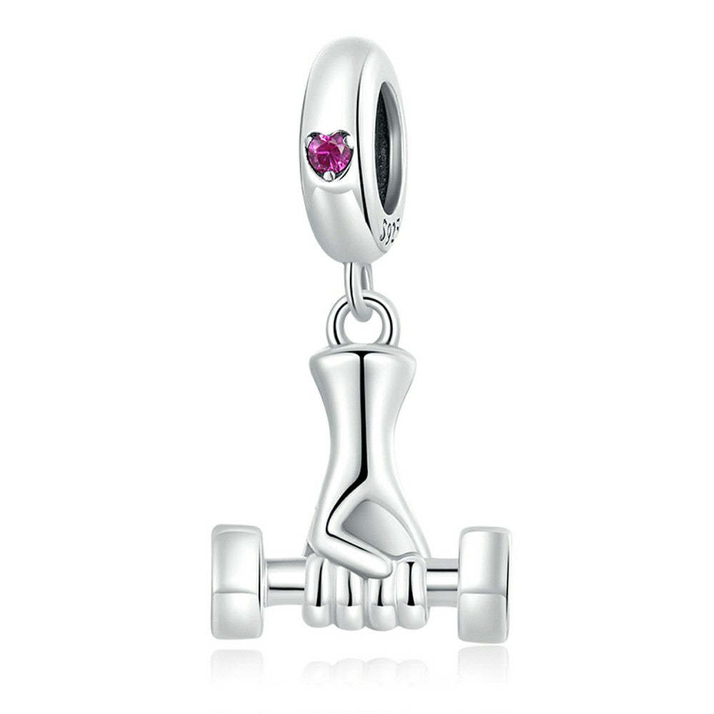 fitness dumbbells dangle charm 925 sterling silver yb2503