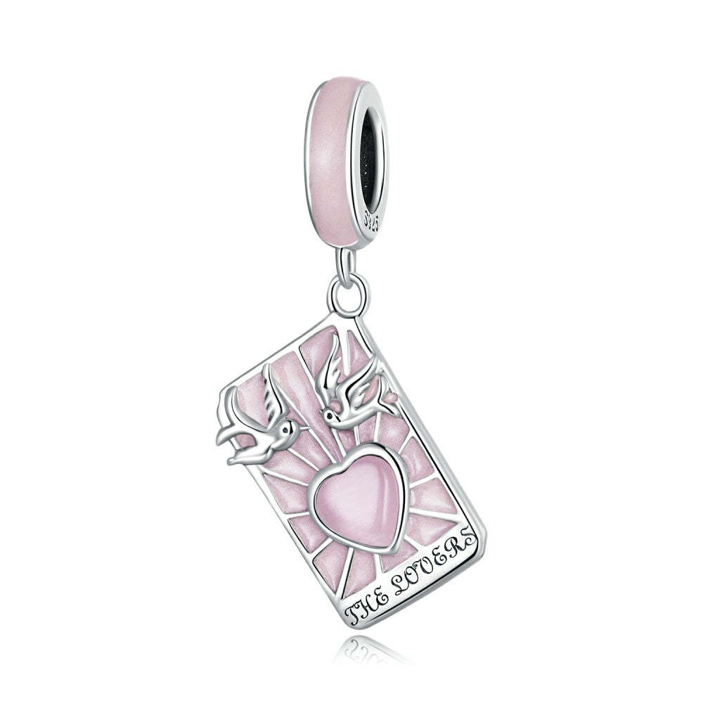 pink the lovers tarrot dangle charm 925 sterling silver yb2506
