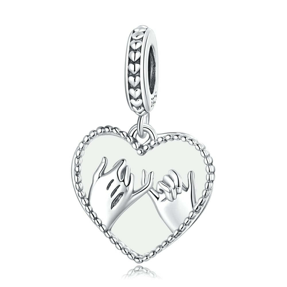 hands in heart dangle charm 925 sterling silver yb2509