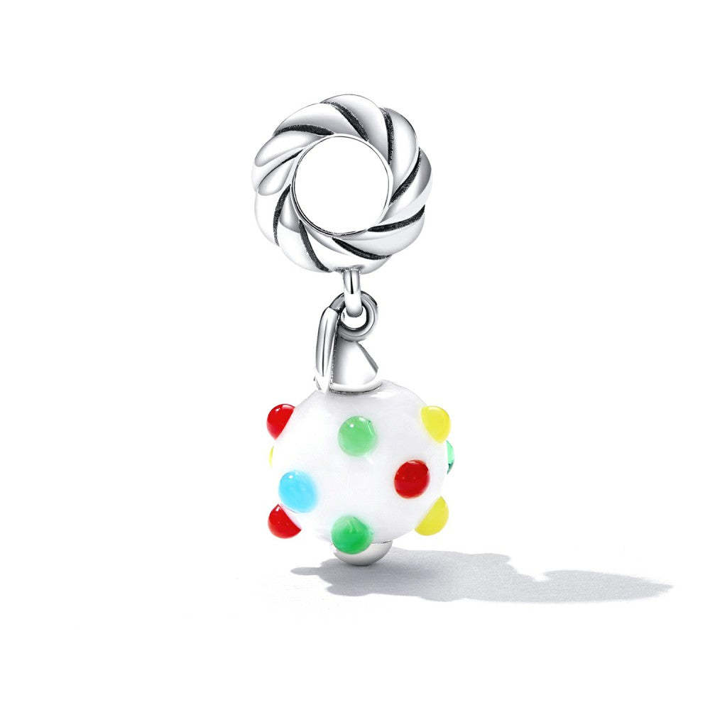 colorful dots glass dangle charm 925 sterling silver yb2510
