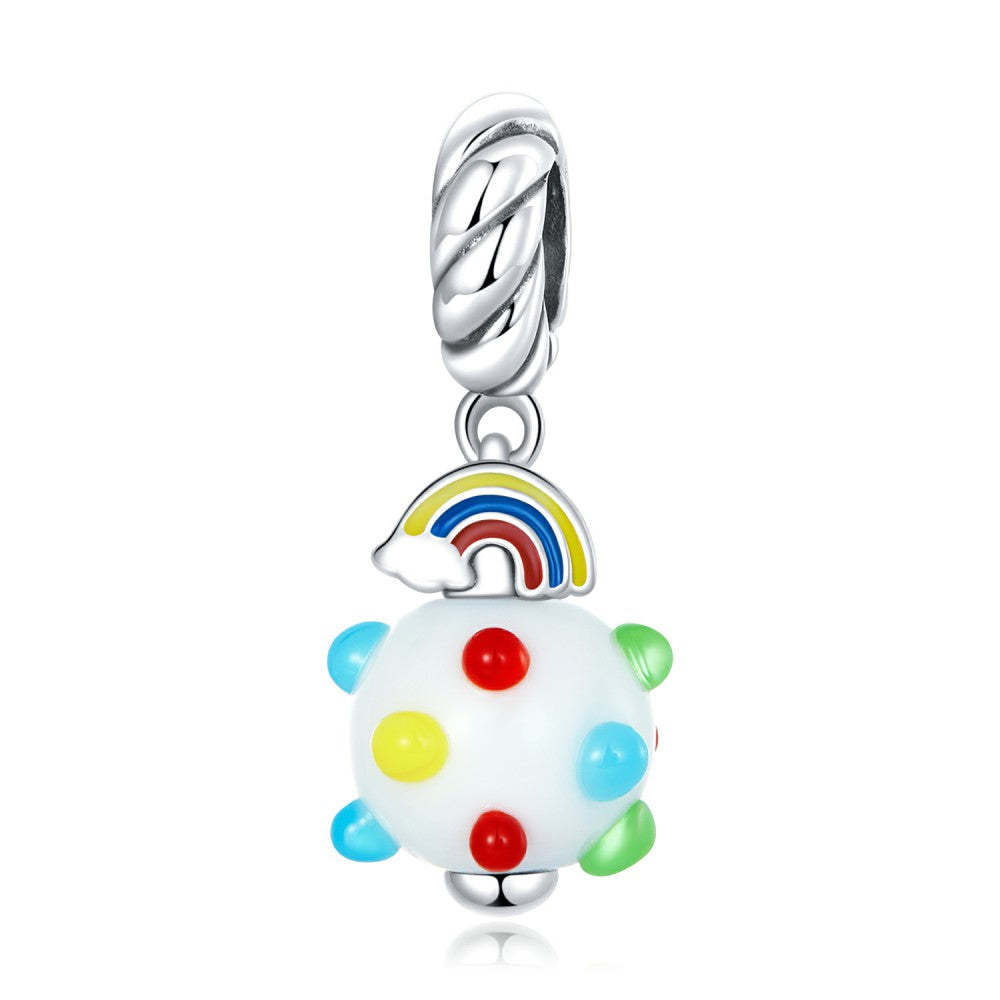 colorful dots glass dangle charm 925 sterling silver yb2510