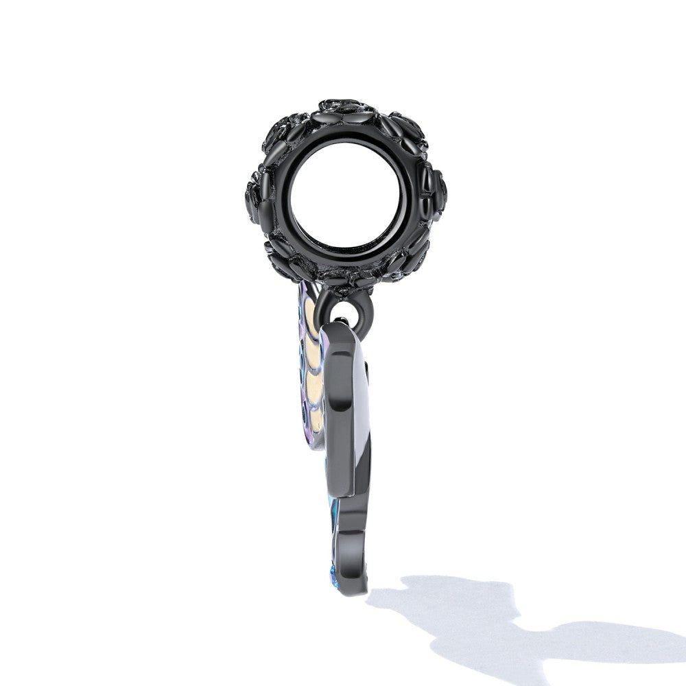 art butterfly and black rose dangle charm 925 sterling silver yb2517