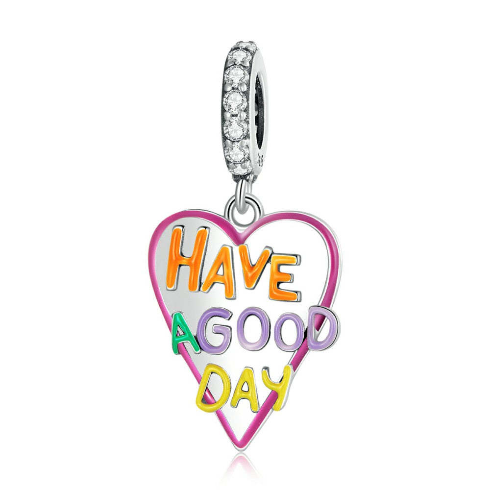 have a good day heart dangle charm 925 sterling silver yb2532