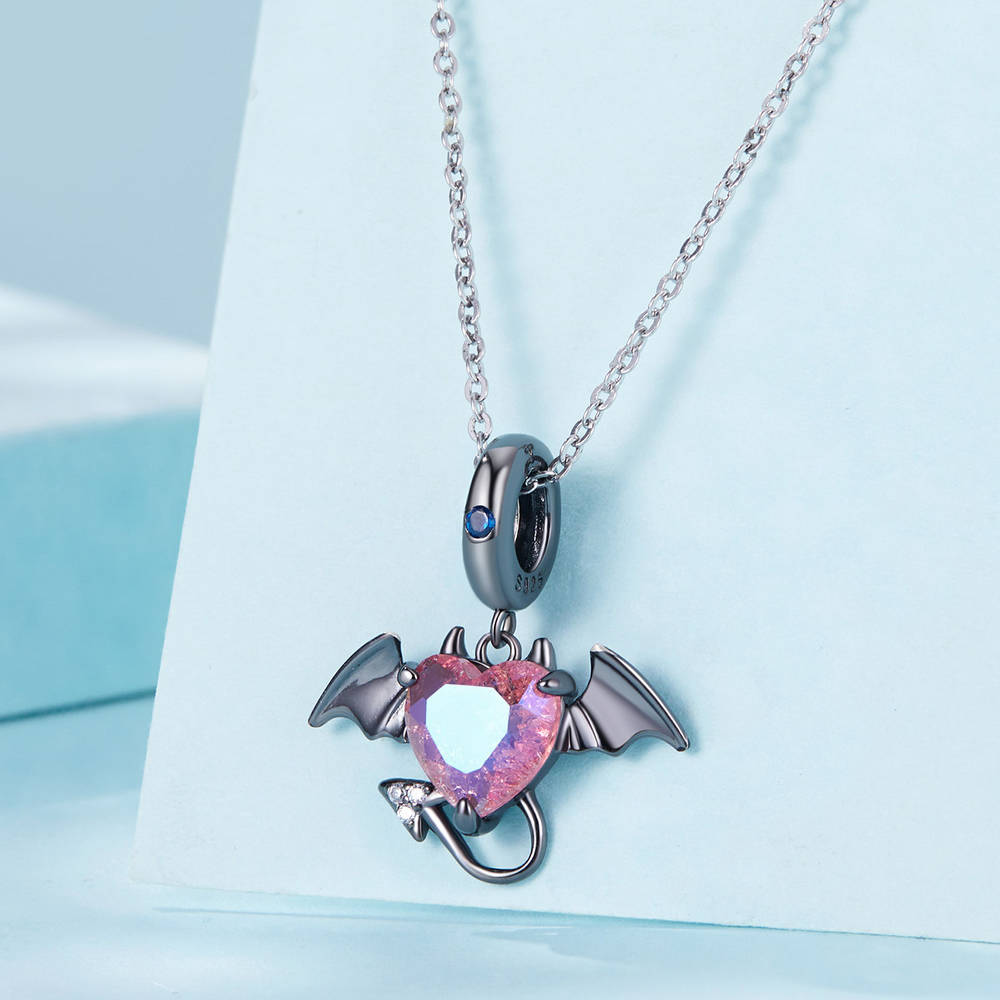 Love Devil Pendant Dangle Charm Silver - soufeelmy