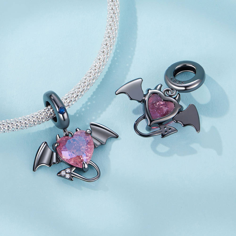 Love Devil Pendant Dangle Charm Silver - soufeelmy