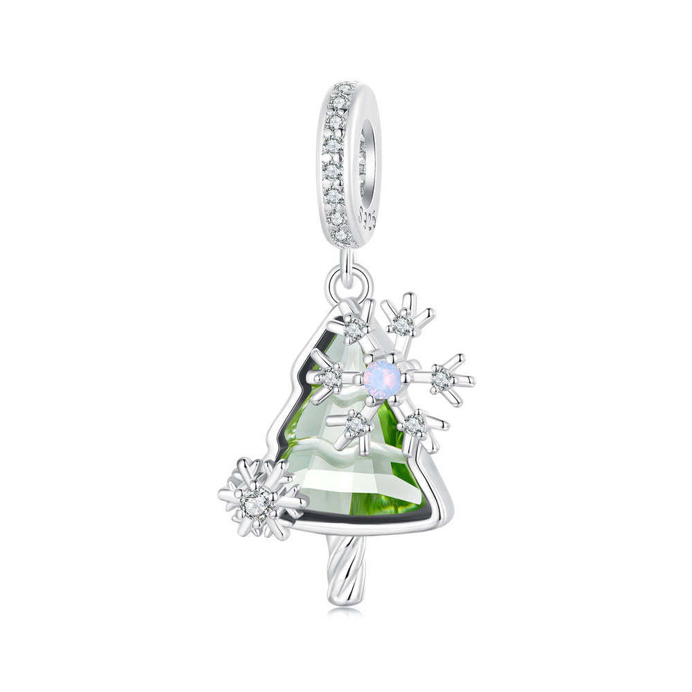 Ice and Snow Christmas Tree Pendant Dangle Charm Silver Christmas Gifts - soufeelmy