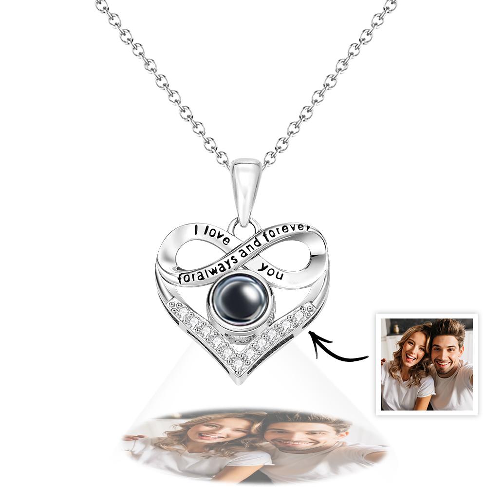 Custom Infinite Photo Projection Necklace Memorial Gift for Mom Infinity Love Necklace Personalized Picture Inside Jewelry - soufeelmy