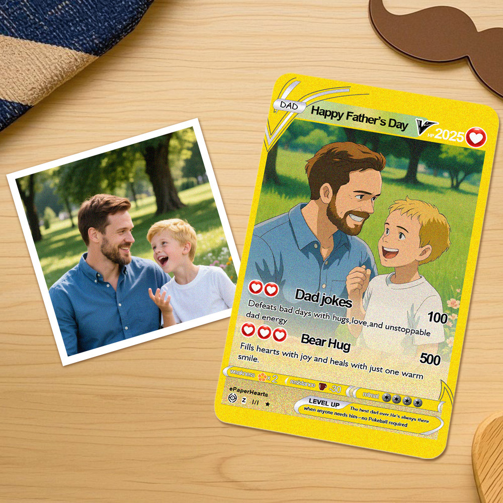 Personalized Wallet Set, Photo Wallet with Engraving Poke Wallet Card for Farther's Day - soufeelmy