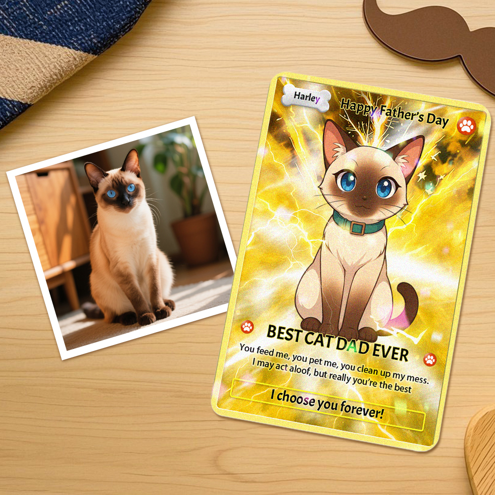 Custom Pet Hologram Card Dog Dad Gift Gift For Pet Lover Pet Portrait Anime Card Holographic Pet Card - soufeelmy