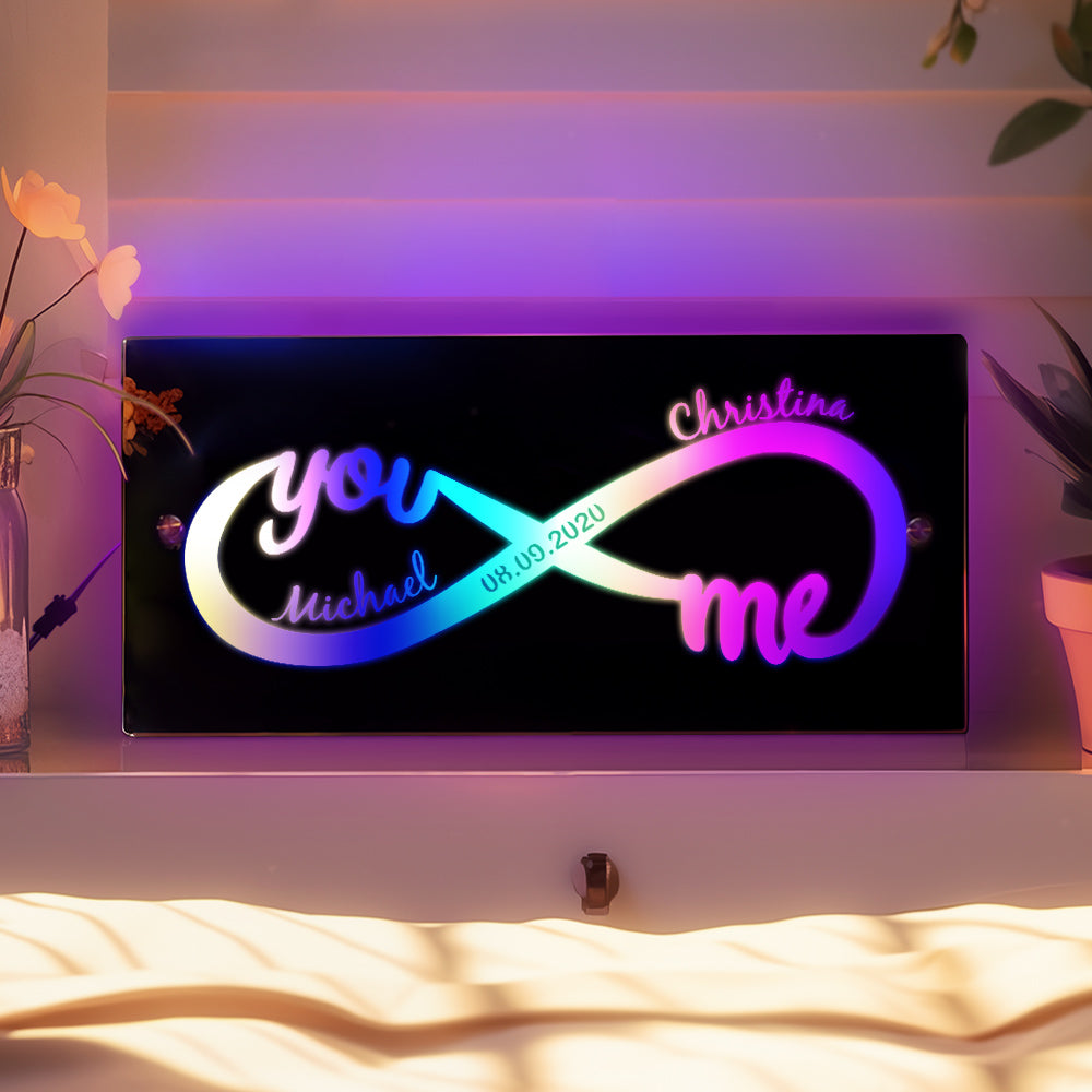 Personalized Name Mirror Light Infinity Love Gift for Couple - soufeelmy