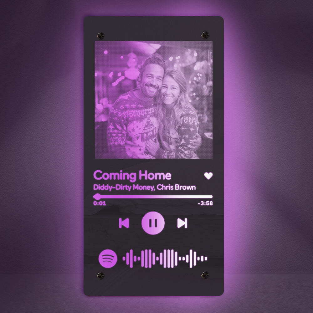 Scannable Spotify Code Personalized Mirror Light Couple Gift - soufeelmy